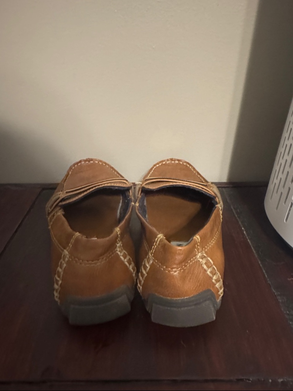 Steve Madden Tan Leather Kids Boys Slip-On Loafers with Striped Band - Picture 4 of 7
